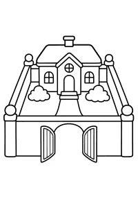 Casa con cancello aperto disegno da colorare PDF gratis