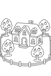 Haus im Obstgarten malvorlage kostenlos PDF