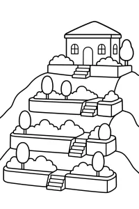 Villa con giardini terrazzati disegno da colorare PDF gratis