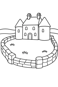 Château avec mur en pierre dessin à colorier PDF gratuit