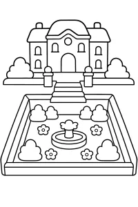 Villa con giardino ribassato disegno da colorare PDF gratis