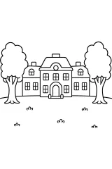 Villa con alberi disegno da colorare PDF gratis
