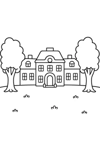 Villa con alberi disegno da colorare PDF gratis
