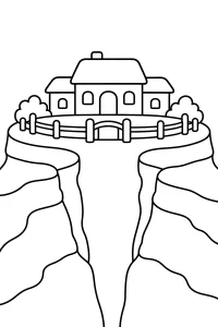 Eingezäuntes Haus über dem Canyon malvorlage kostenlos PDF