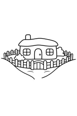 Casetta con recinto tra le dune disegno da colorare PDF gratis