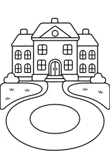 Villa con vialetto circolare disegno da colorare PDF gratis