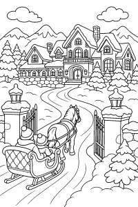 Sletta davanti alla villa sulla neve disegno da colorare PDF gratis