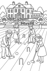 Partita di croquet nella villa disegno da colorare PDF gratis