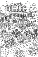 Orto della tenuta con giardinieri disegno da colorare PDF gratis