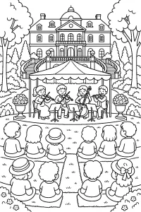 Gartenkonzert vor der Villa malvorlage kostenlos PDF