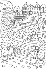 Labirinto autunnale nella tenuta disegno da colorare PDF gratis