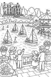 Regata sul lago della villa disegno da colorare PDF gratis
