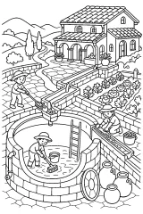 Cisterna d'acqua della villa disegno da colorare PDF gratis