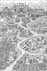 Grande giardino botanico con villa e serre disegno da colorare PDF gratis