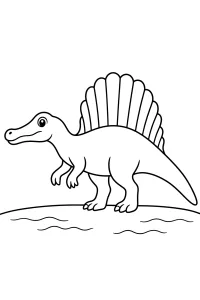 Espinosaurio de pie junto al agua dibujo para colorear PDF gratis