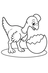 Dinosauro piumato con guscio d'uovo disegno da colorare PDF gratis