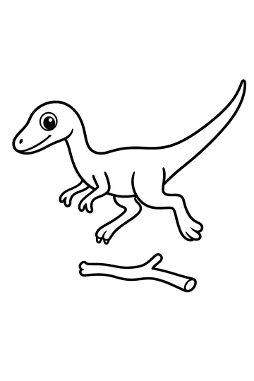 Compsognathus con lunga coda che salta sopra un piccolo ramoscello