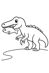 Baryonyx con pesce da colorare disegno da colorare PDF gratis