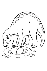 Dinosaurus met eieren in een nest kleurplaat gratis PDF
