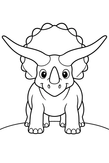 Dibujo para colorear de un Nasutoceratops de frente con cuernos curvos y anchos