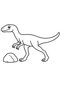 Dinosaur beside a rock coloring page free PDF