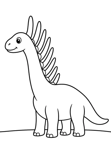 Disegno da colorare di un Amargasauro sorridente con lunghe spine sul collo