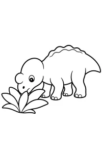 Muttaburrasaurus che annusa una pianta disegno da colorare PDF gratis