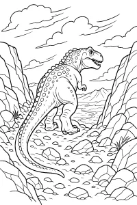 Giganotosauro nel passo di montagna disegno da colorare PDF gratis