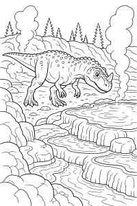 Ceratosauro alle sorgenti termali disegno da colorare PDF gratis