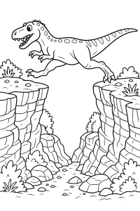 Dinosauro che salta un burrone disegno da colorare PDF gratis