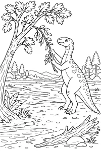 Plateosauro sulla riva del fiume disegno da colorare PDF gratis
