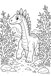 Amargasauro tra i cespugli spinosi disegno da colorare PDF gratis