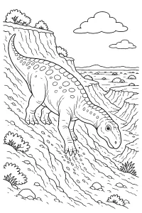 Muttaburrasauro sul pendio roccioso disegno da colorare PDF gratis