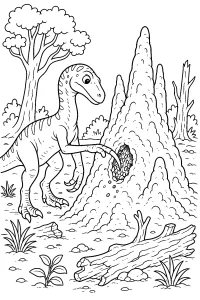 Nothronychus vicino a un nido di insetti disegno da colorare PDF gratis