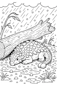 Euoplocefalo al riparo dalla grandine disegno da colorare PDF gratis