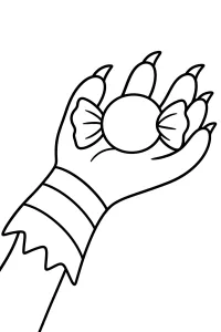 Halloween Hand Holding Candy coloring page free PDF