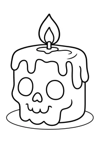 Candela teschio di Halloween che si scioglie disegno da colorare PDF gratis
