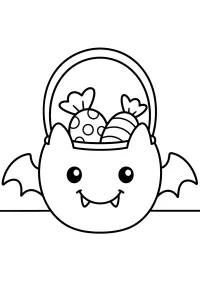 Balde de doces de Halloween em forma de morcego desenho para colorir PDF grátis