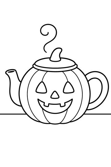 Théière citrouille d'Halloween à colorier
