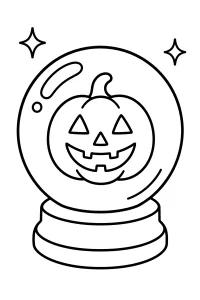 Bola de cristal con calabaza de Halloween dibujo para colorear PDF gratis