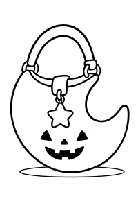 Borsa a luna di Halloween disegno da colorare PDF gratis