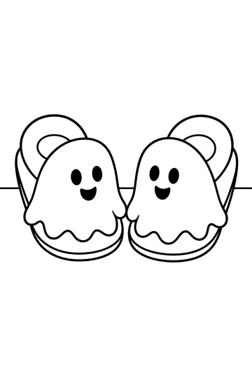 Dos zapatillas con caras de fantasma sonrientes y bordes ondulados