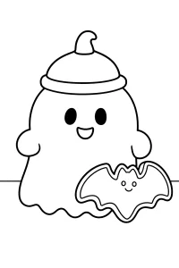 Barattolo biscotti fantasma con biscotto pipistrello disegno da colorare PDF gratis