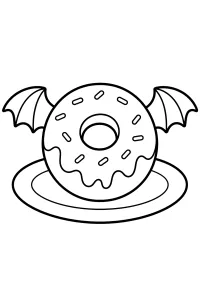 Ciambella di Halloween con ali di pipistrello disegno da colorare PDF gratis