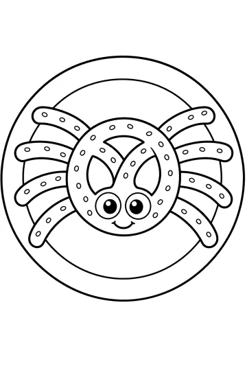 Araignée bretzel souriante avec petites pattes et points sur une assiette ronde