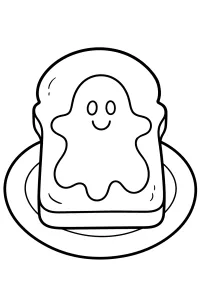 Toast con fantasma sorridente disegno da colorare PDF gratis