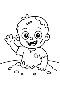 Fröhlicher Zombie winkt malvorlage kostenlos PDF