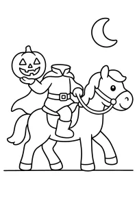 Cavaliere senza testa a cavallo con zucca disegno da colorare PDF gratis