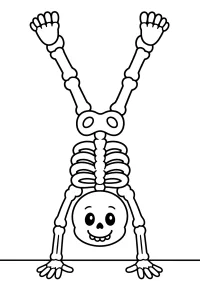 Squelette faisant le poirier dessin à colorier PDF gratuit