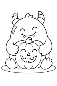 Monster dat een Halloweenpompoen knuffelt